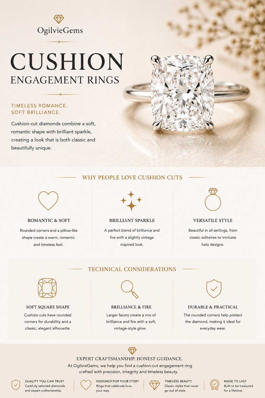 Cushion Engagement Rings by OgilvieGems
