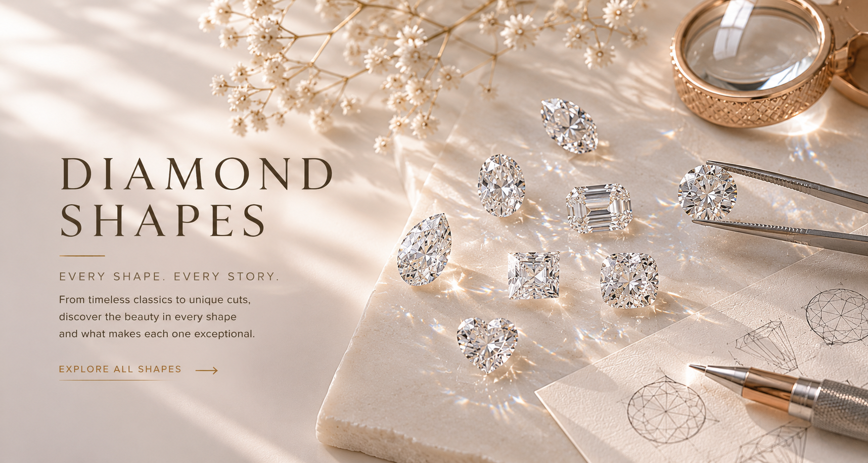 Diamond shapes for engagement rings by OgilvieGems