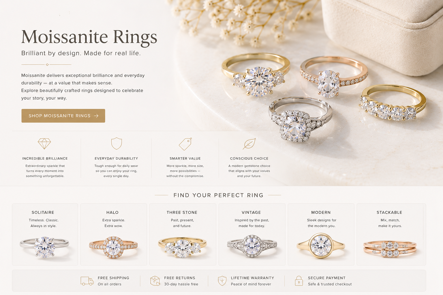 Custom moissanite rings by OgilvieGems