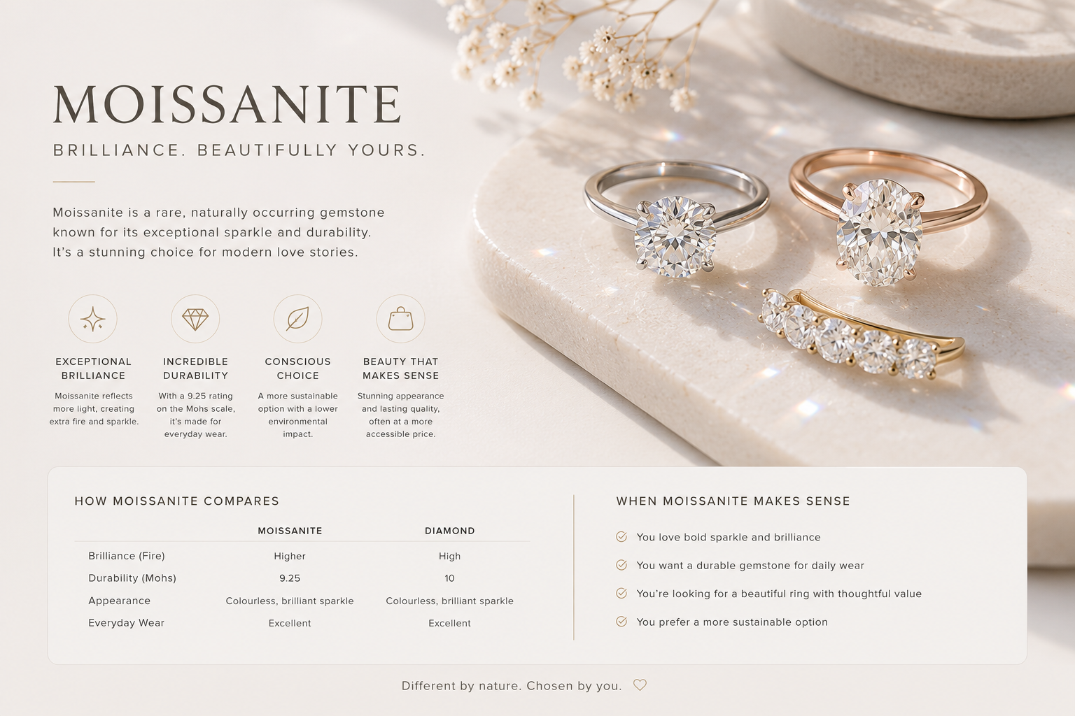 Moissanite gemstone guide by OgilvieGems
