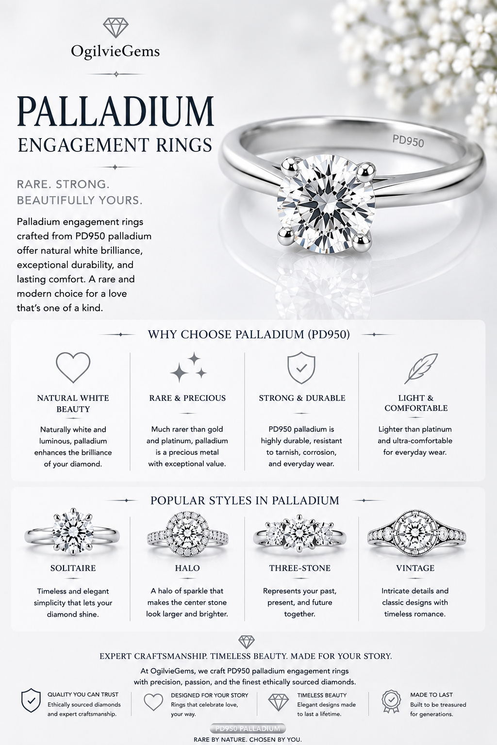 Palladium Engagement Rings by OgilvieGems