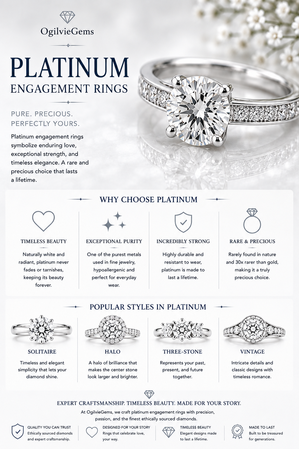 Platinum Engagement Rings by OgilvieGems