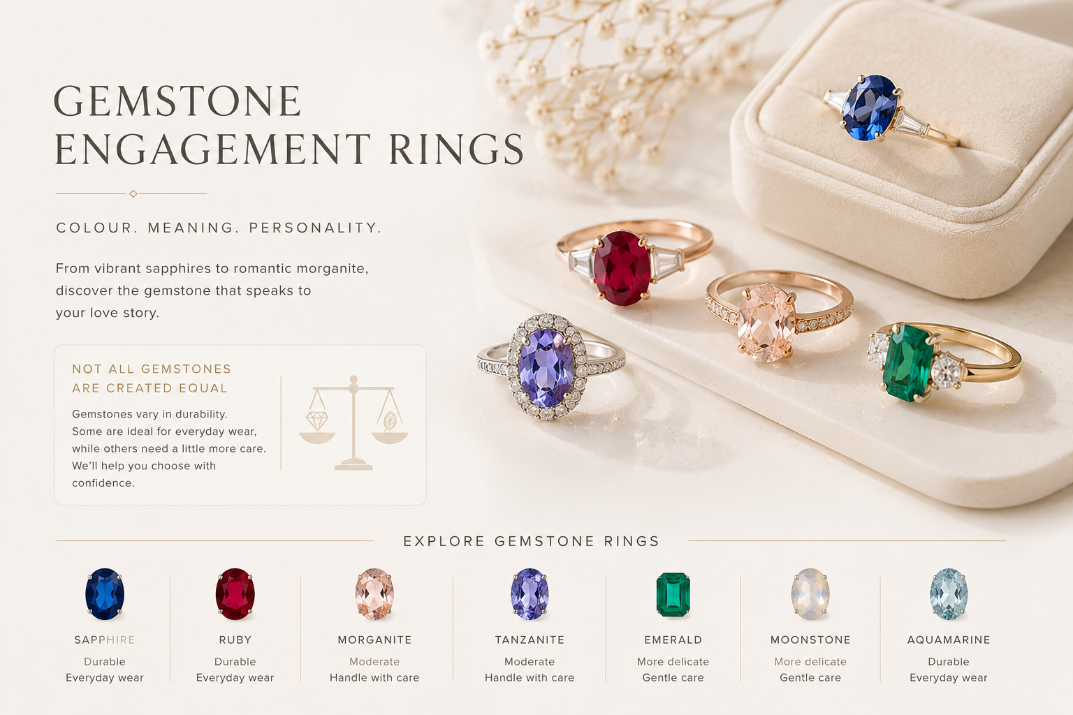 Gemstone engagement rings by OgilvieGems