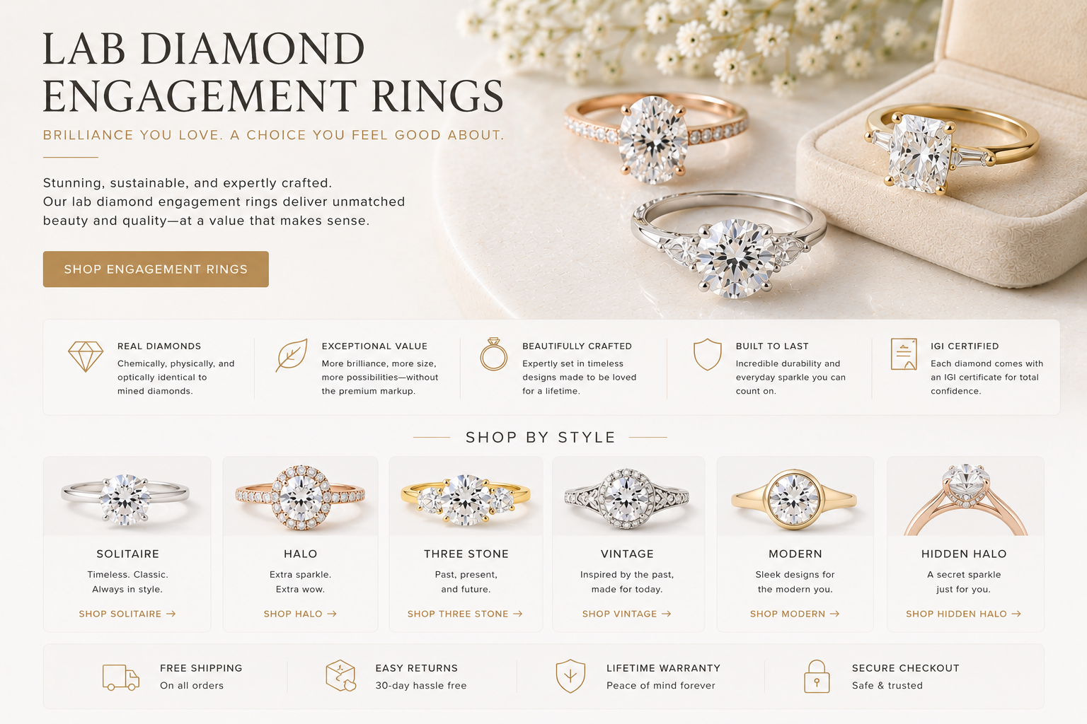 Custom lab diamond engagement rings by OgilvieGems