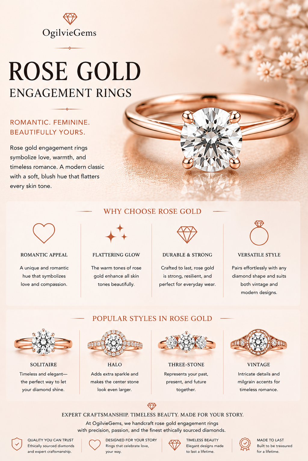 Rose Gold Engagement Rings by OgilvieGems