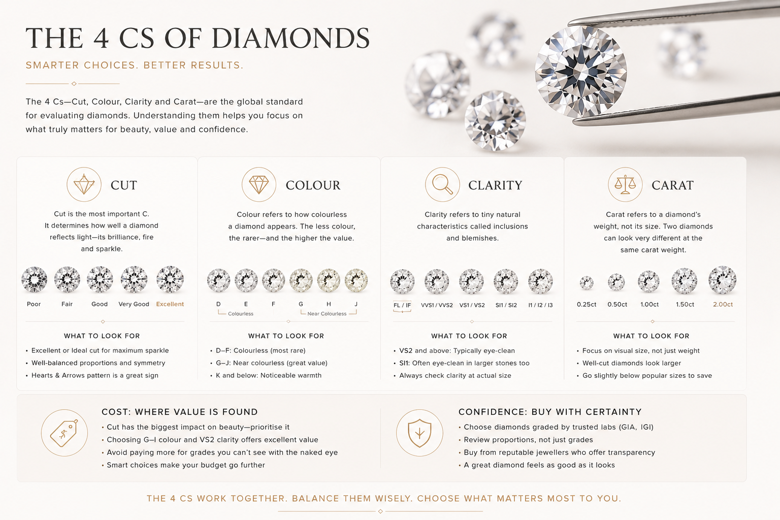 The 4 Cs of diamonds guide by OgilvieGems