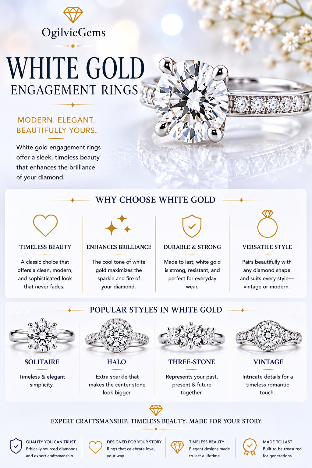 White Gold Engagement Rings by OgilvieGems